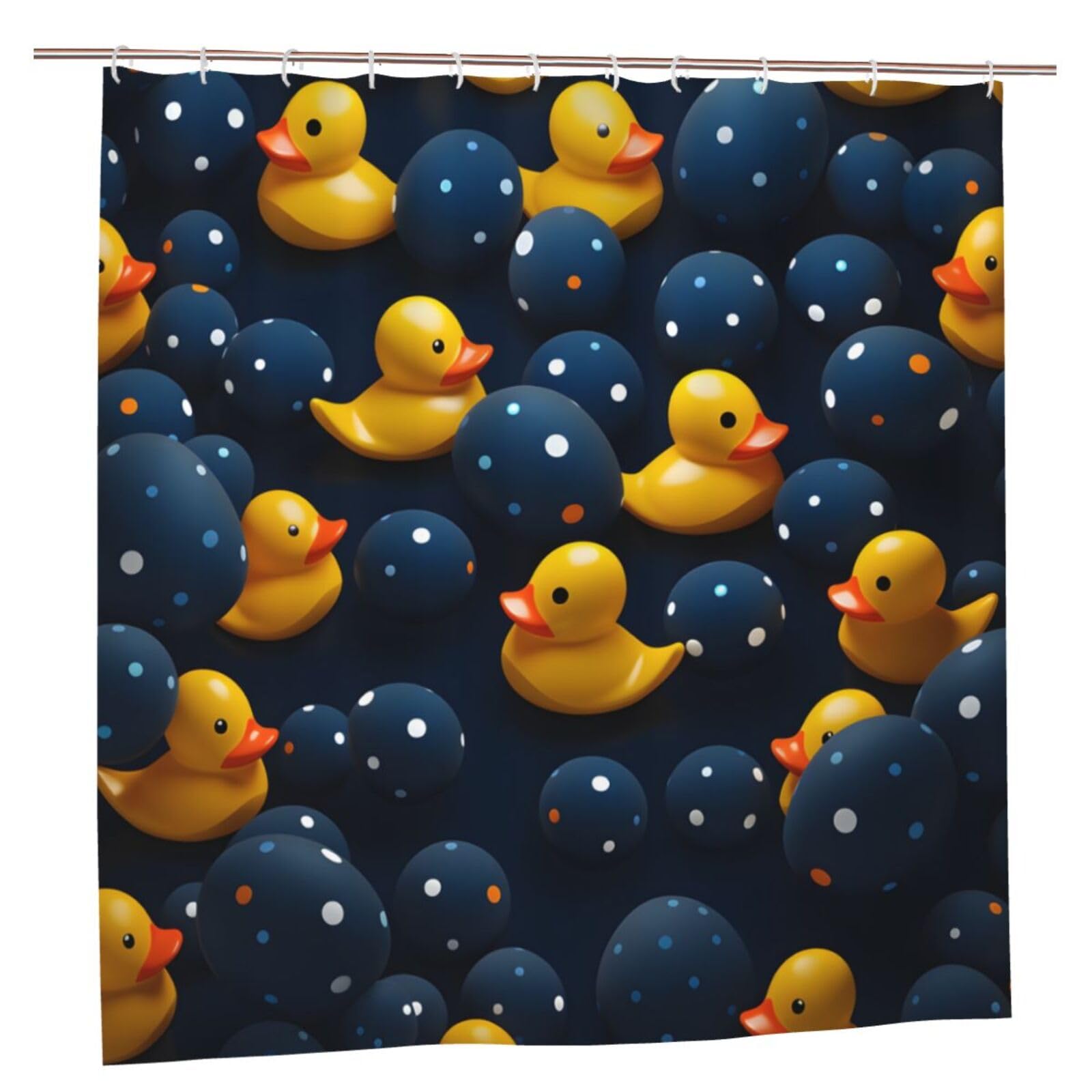 Mexpekil 3D Yellow Duck Shower Curtain with Hooks 183 x 183 cm Waterproof Fabric Shower Curtains for Bathroom