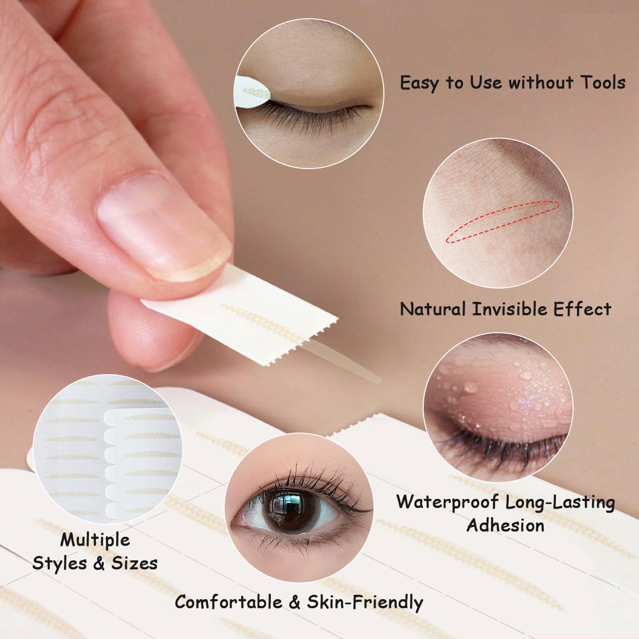 120 tiras para levantar párpados caídos, cinta adhesiva invisible, ultra natural y resistente, agranda ojos, impermeable, para maquillaje, tensor instantáneo