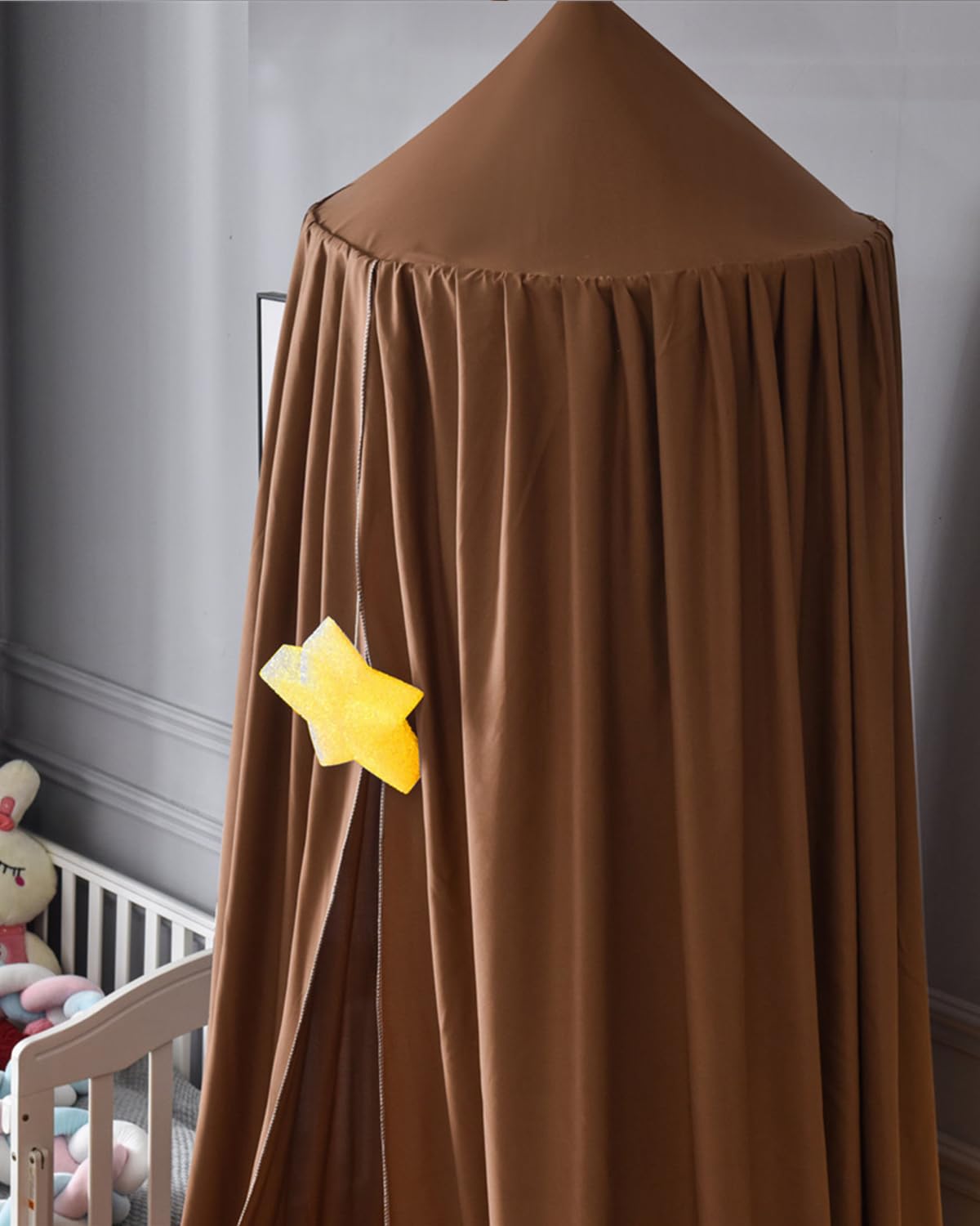 Surwin Bedhemel voor Meisjes Jongens Kinderen Eenpersoonsbed, Ronde Koepel Bedhemel Klamboe Bescherming Luifel Speeltent Slaapkamer Kinderkamer Decoratie Hangend Gordijn Net (Wit