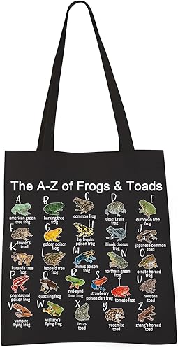 VAMSII Bolso de mano con diseño de rana y sapo, bolsa estética para mujeres y niñas de la A-Z of Frogs &amp; Toads