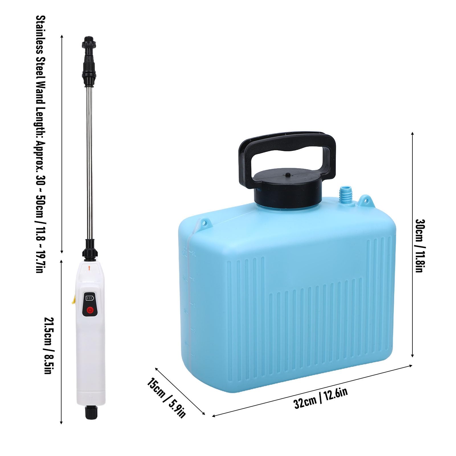 Fafeicy Spruzzatore Alimentato a Batteria, Spruzzatore Elettrico One Touch con Batteria da 2400 MAh Serbatoio da 5 Litri 3 Ugelli Nebulizzatori Bacchetta Retrattile 2 Impostazioni di