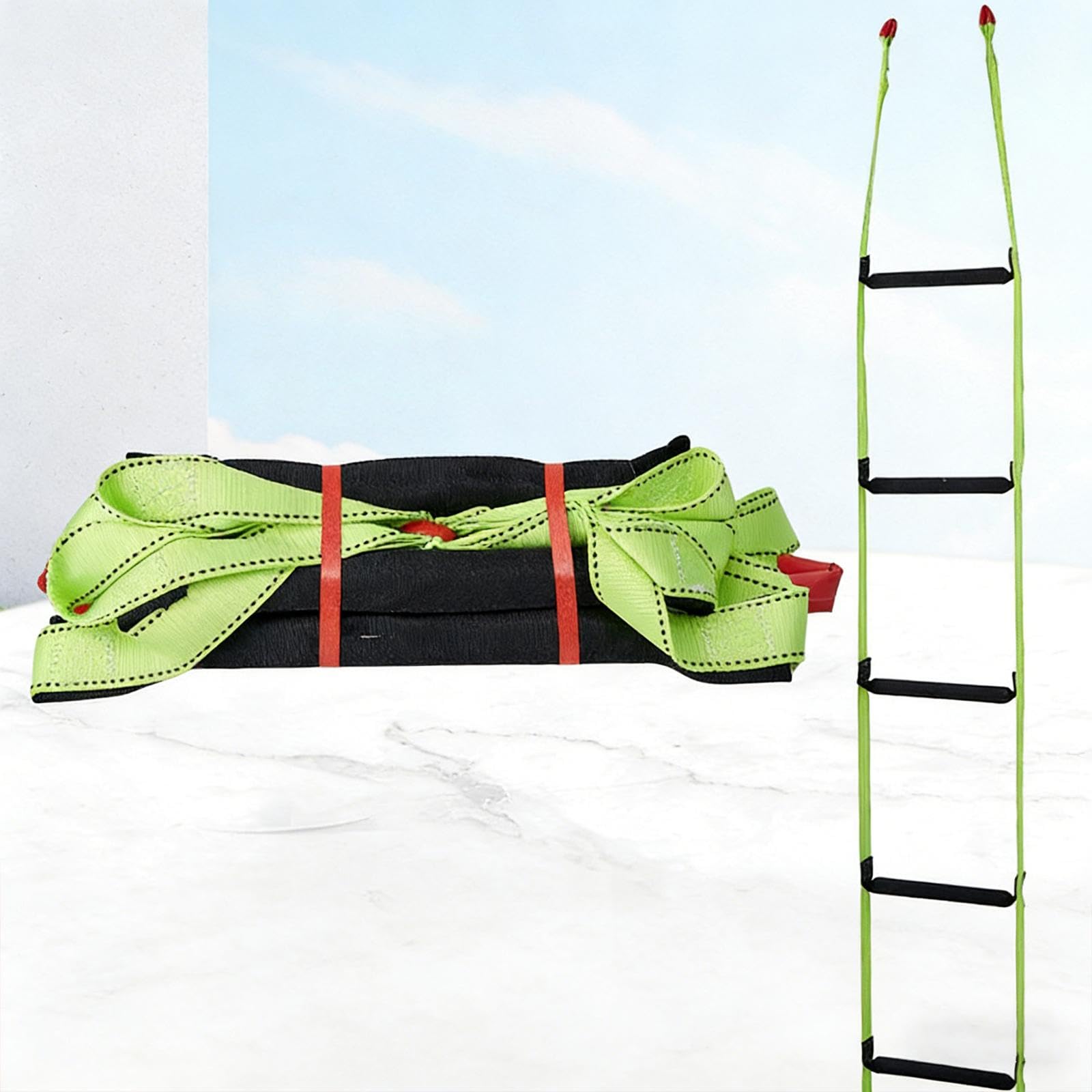 Escalera de Cuerda Portátil, Escalera de Cuerda Ligera, Escalera de Incendios, Cuerda de Emergencia, Material de Poliéster Resistente, Adecuada, 3m