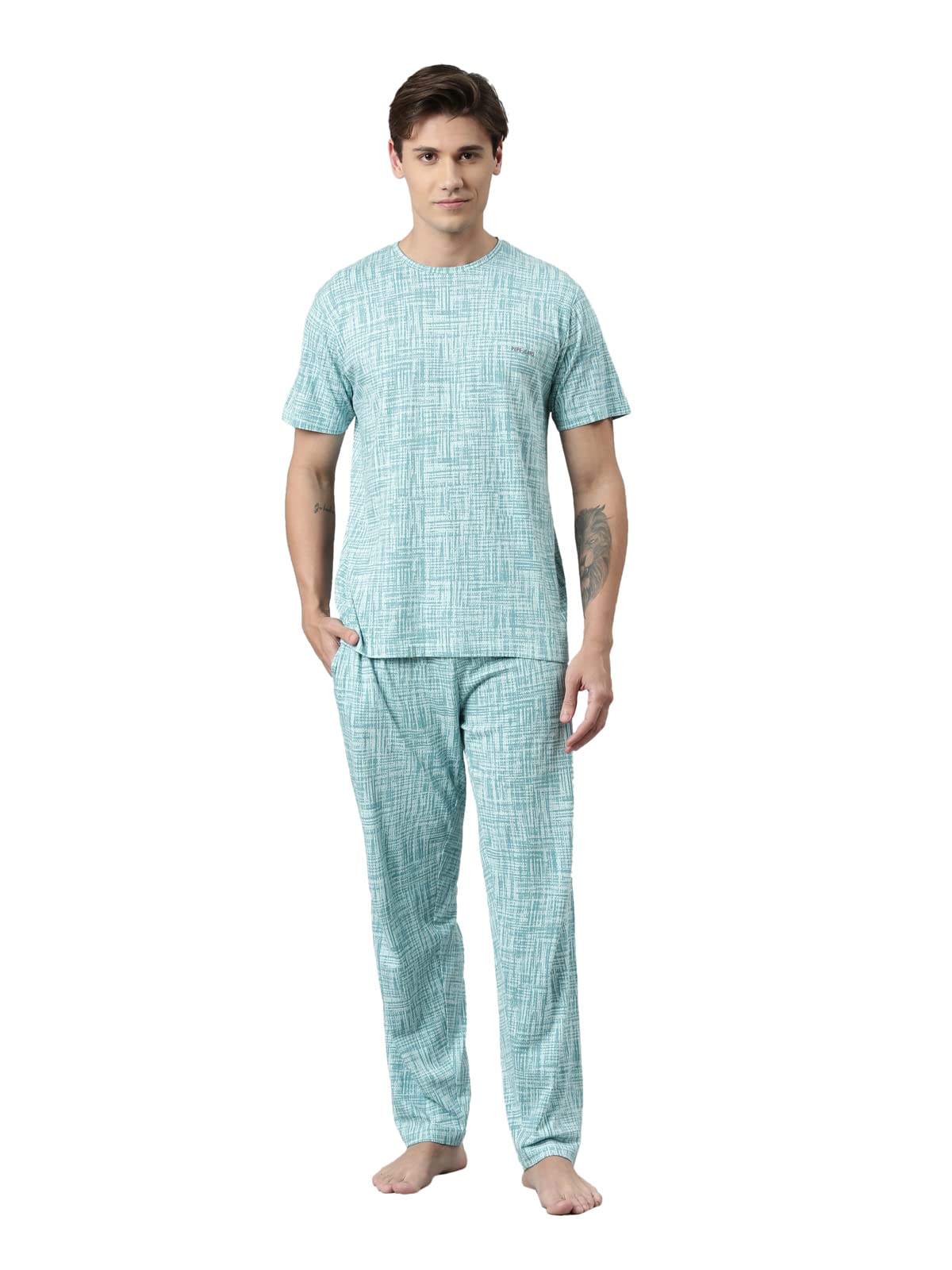 pepe jeans Men's Bamboo Viscose Cotton Blend Solid Pajama Set Pack of 1-picture-33
