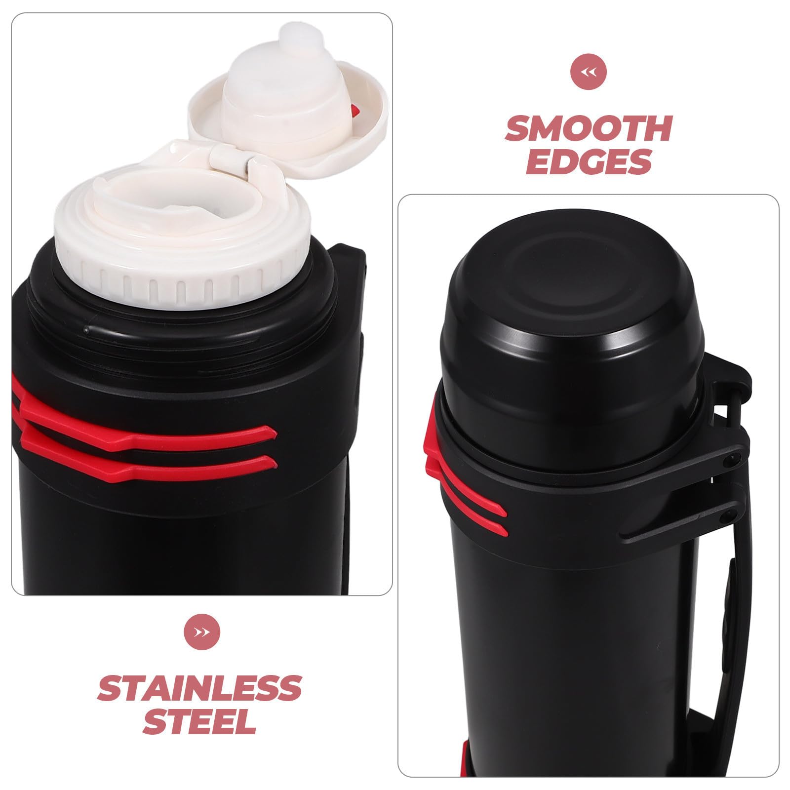 Operitacx Vakuumisolierte Edelstahl Sportflasche 2000ml Doppelwandige Isolierflasche Auslaufsicher mit Griff und Silikonring zum Reisen und Unterwegs im Auto Zufällige Farbe Zufälliger Stil