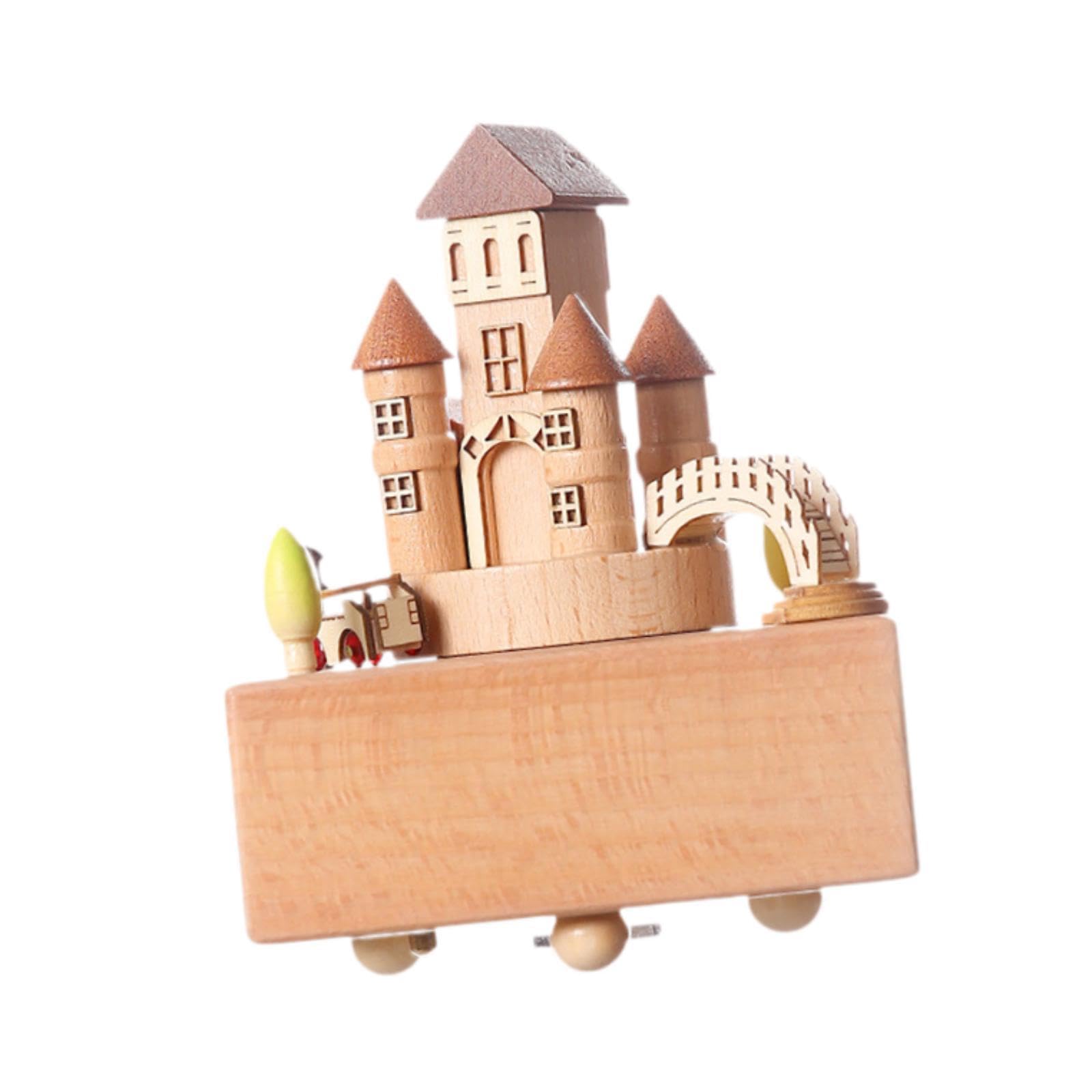 Milageto Caja de Música Giratoria, Regalos, Artesanías, Reproduce Música, Adorno de Madera Versátil, Diseño de Castillo