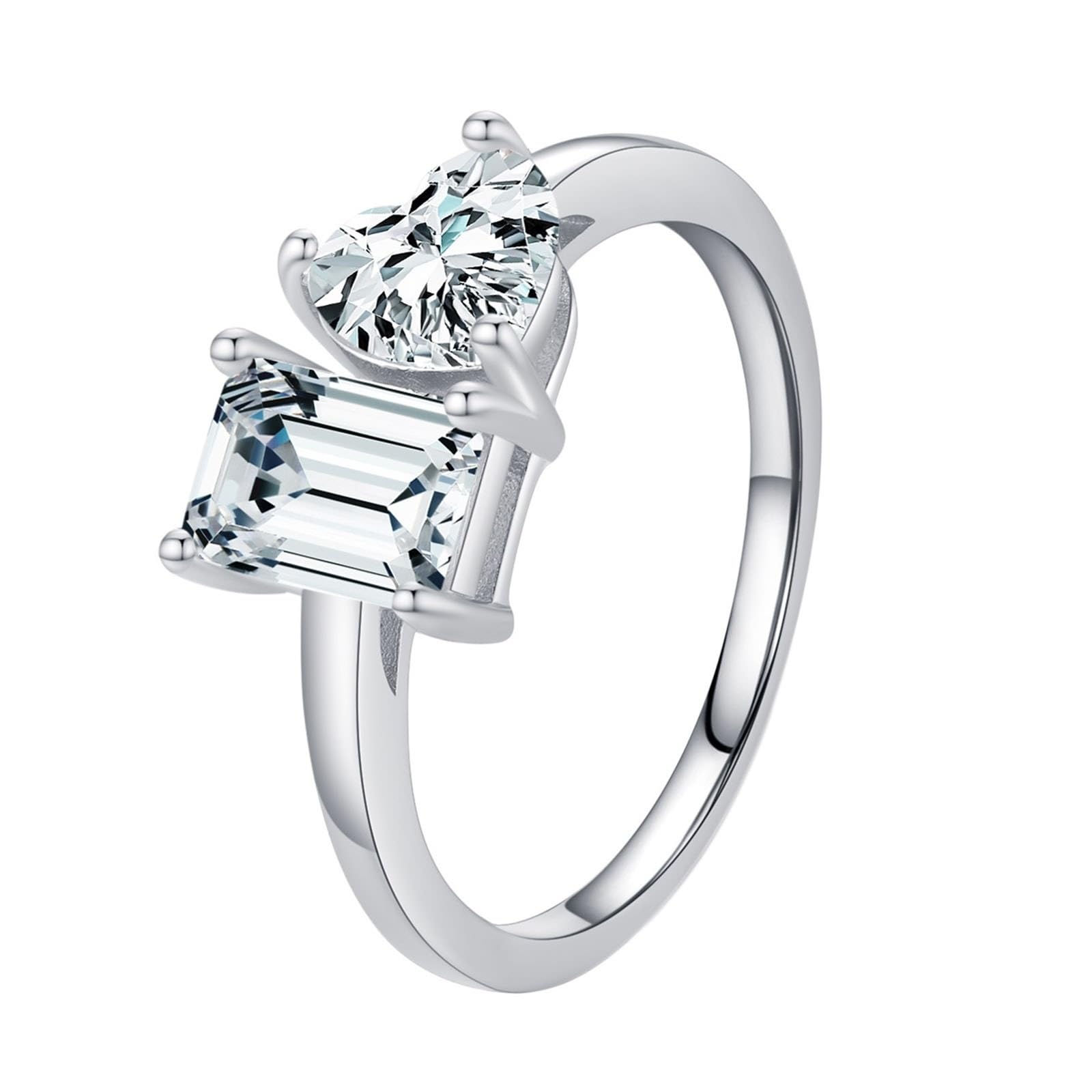Wycian Bague Piece en Argent Bague de Mariage Or Blanc 9K/14K Au375/Au585 5X7mm Moissanite pour Mère Mesdames