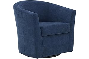 Pemberly Row Navy Swivel Club Chair For Home Office