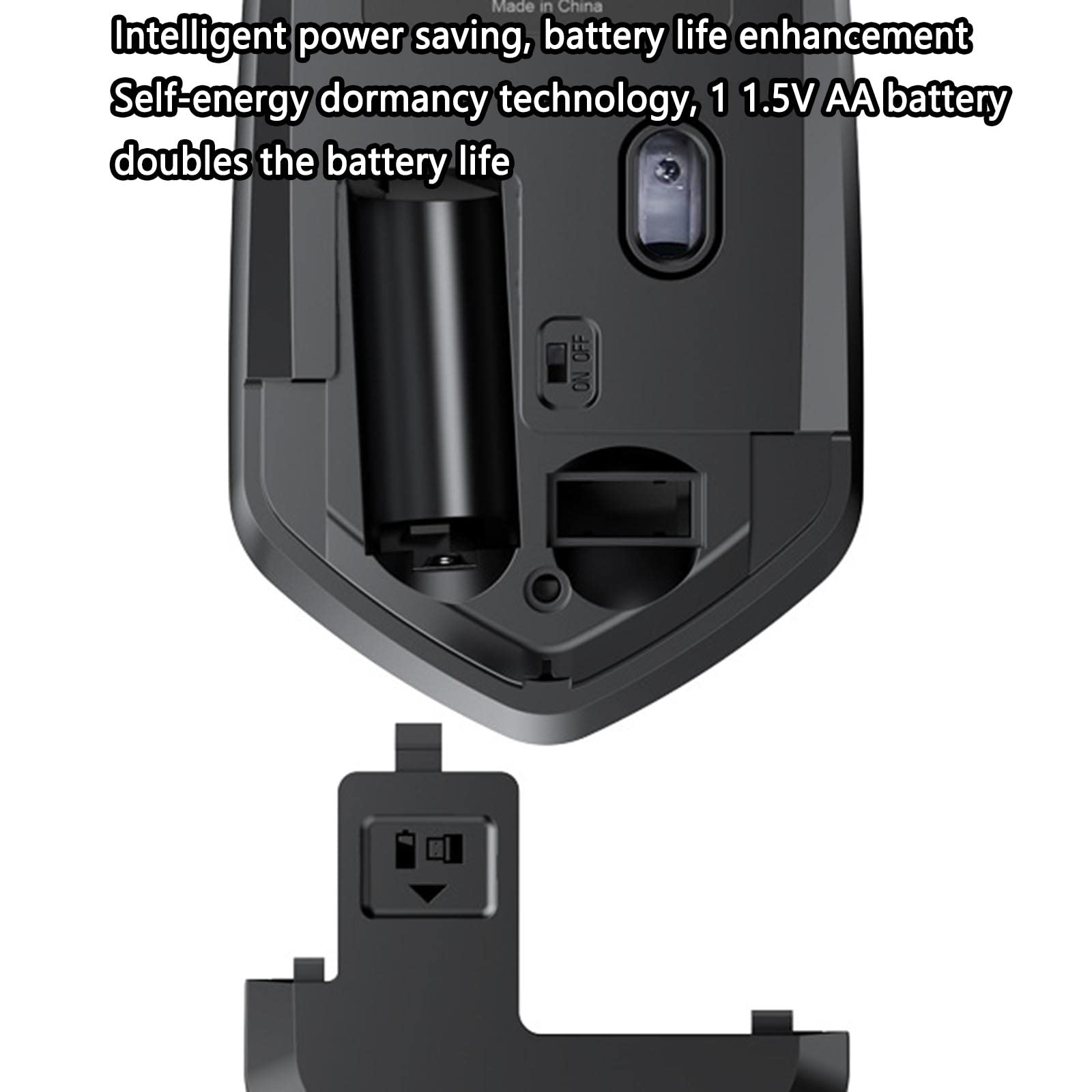 JUSHZ Bezprzewodowa mysz komputerowa do laptopa, USB, gamingowe, ergonomiczne myszy, urządzenie wskazujące, 2,4 g, bezprzewodowy odbiór, fotoelektryczny USB, Plug and Play, dwukierunkowe kółko przewijania, 11 x 6,3 x 3,2 cm, czarna