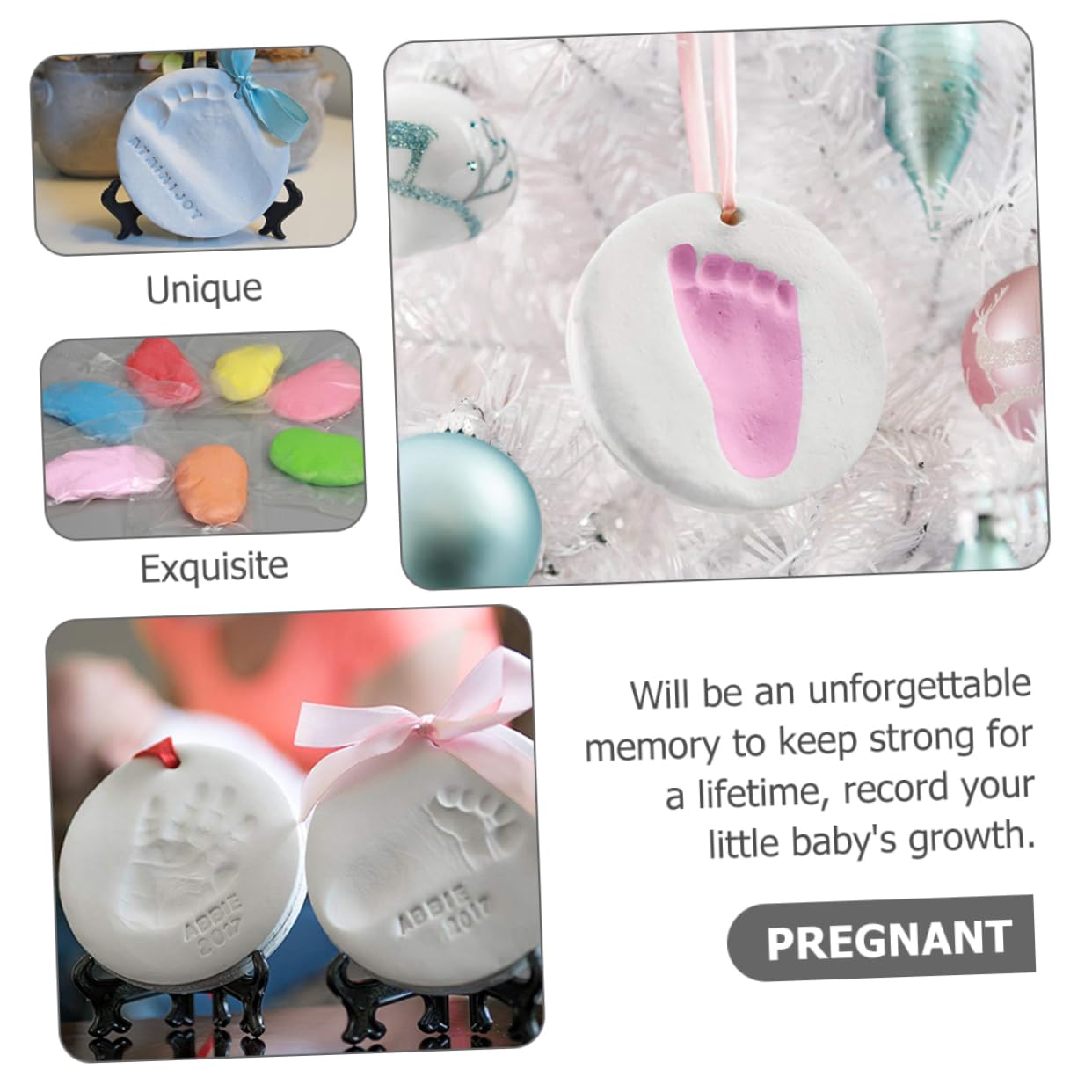 Kit Impronte Mani e Piedini in Argilla per Bambino Bambina 4 Pezzi Regalo per Nascita o Cerimonia Registrazione della Crescita del Bambino Bambina
