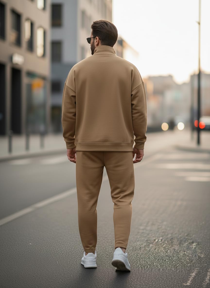 Mack Jonney Solid Half Zipper Track Suit for men | Co-ord Set | Warm Fleece Tracksuit Set | Full Sleeve Sweatshirt-M6147 2