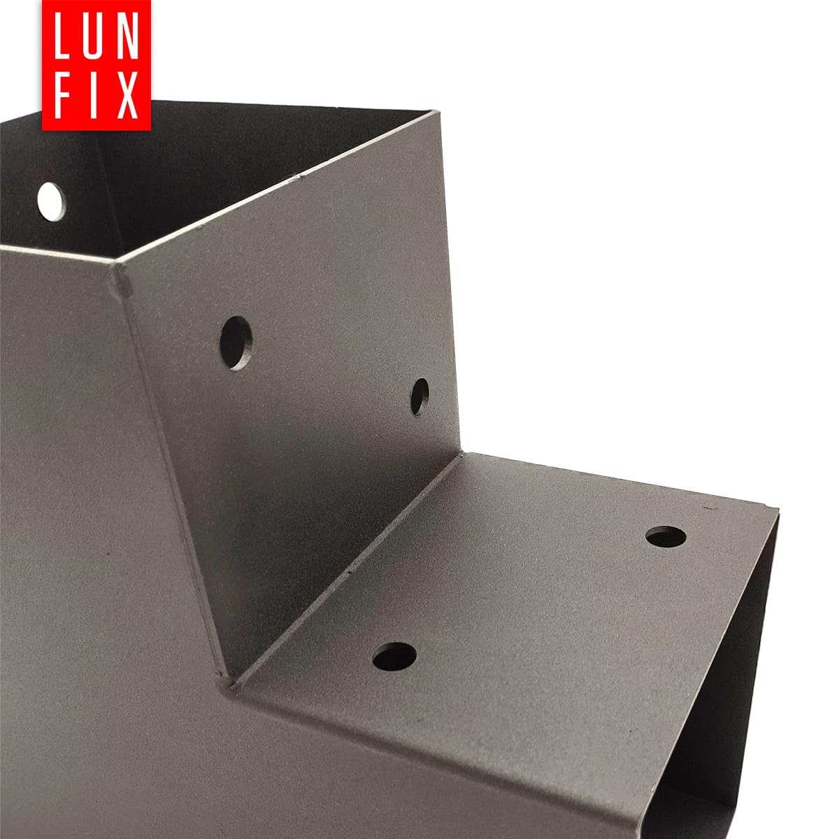 T-Verbinder 100x100 Stahl verzinkt, schwarz pulverbeschichtet, Pfostenverbinder, Holzverbinder, Pfostenträger 102x206x306x2 mm, Eckverbinder für Pergola, Carport, Zaun, Holzbalken Verbinder
