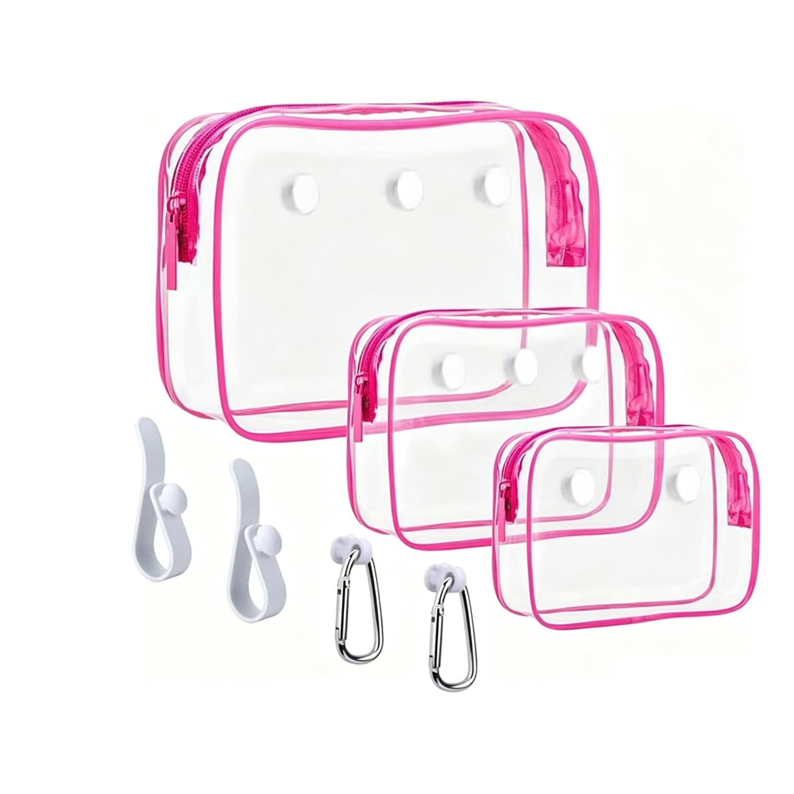 TFAOYS Clear PVC Insert Container Pouches Holder Hooks Attachments for Most Beach Bag Accessories Easy to Installation Hook Accessories Holder