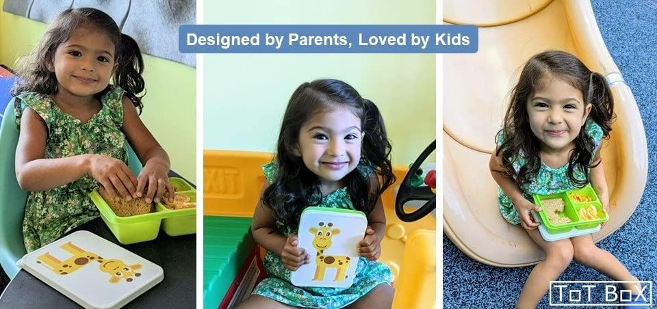 3-PACK TotBox Kids Lunch Box, Bento Snack Box for Daycare, Preschool, Kindergarten, Toddlers, Baby, Boys, Girls, Small Cute Stackable Dishwasher-safe Food Storage Containers, Fits Sandwich - Image 2