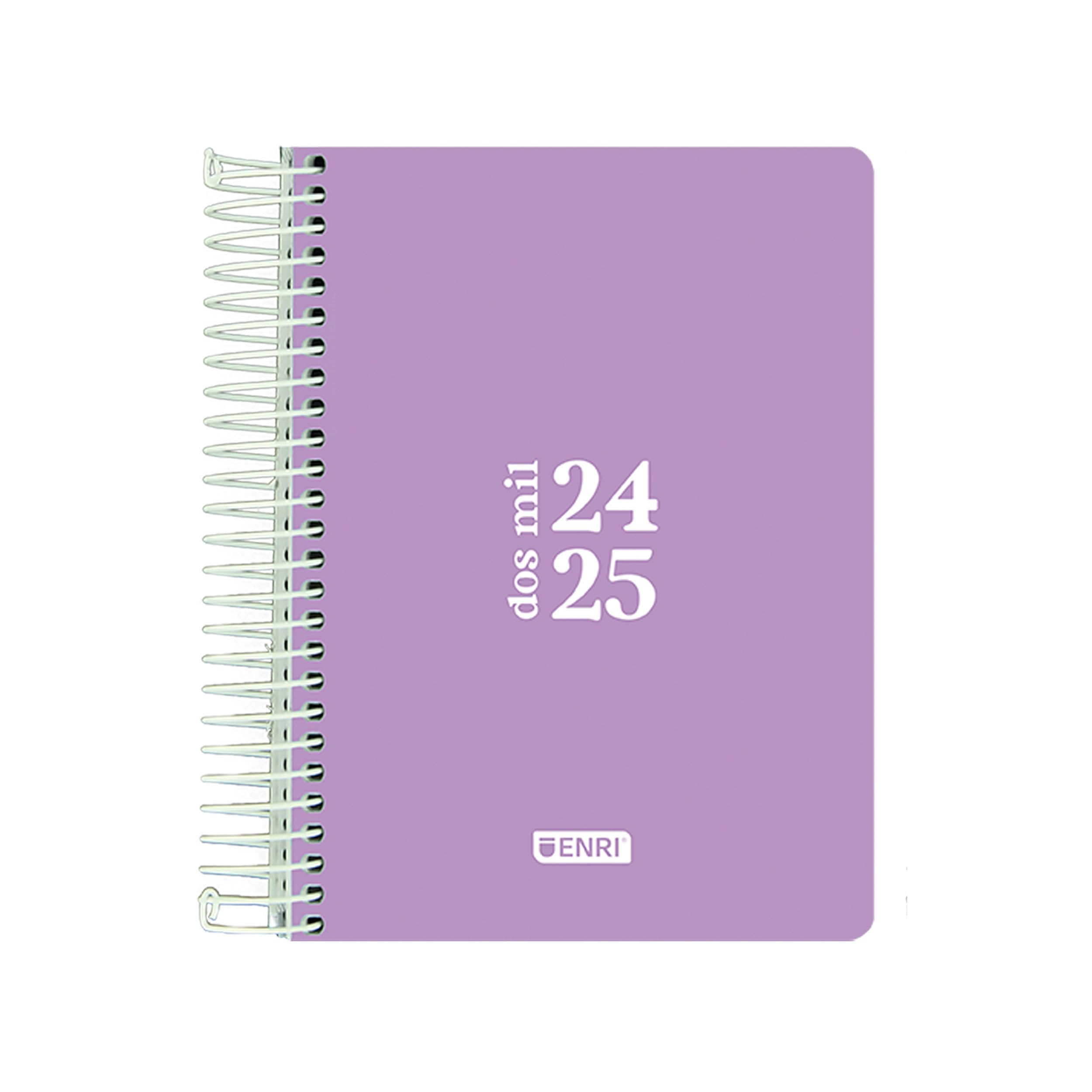 Enri, Agenda 2024 2025 Día Por Página, Tapa Plástico, 12x18 cm, Español, Color Malva