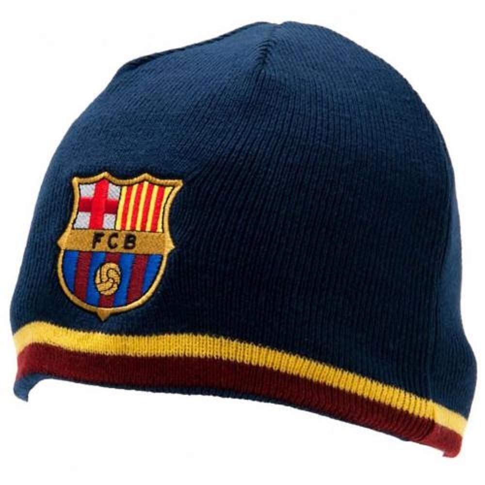 FC Barcelona Official Football Crest Stripes Winter Beanie Hat