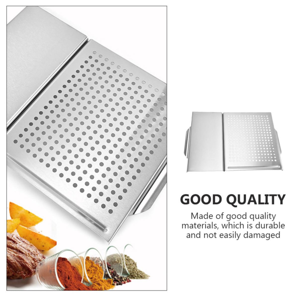 ULTECHNOVO 1pezzi Piastra Barbecue in Acciaio Inossidabile Quadrata Resistente per Uso Domestico Leggera e Compatta per Carne e Verdure Pratica e Durevole per Grigliate Facili