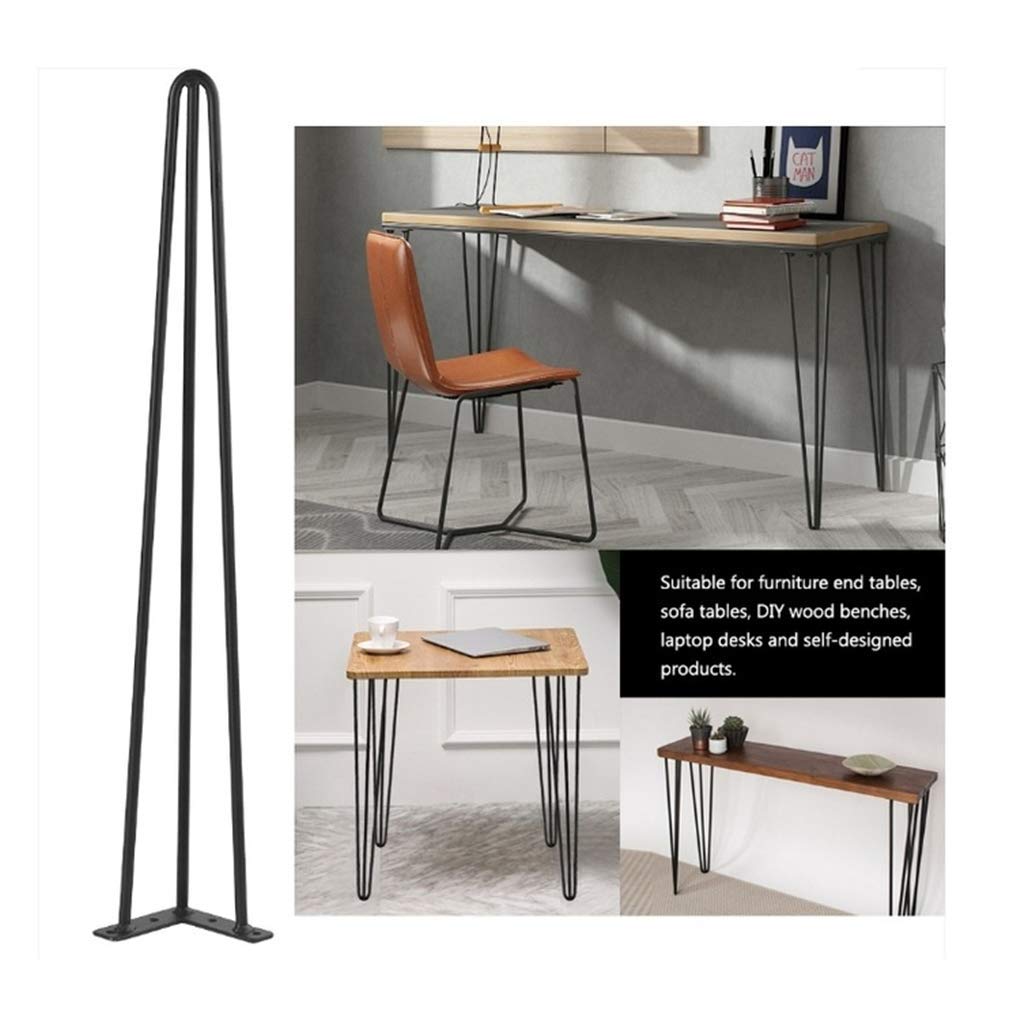 Muebles Piernas4Pcs Tabla de Horquilla Piedra Muebles Piernas Muebles Pies Piedra Piedra Diy Muebles Metal Acero Mesa Piernas con Tornillos Libre Protector Pies Estable, 3Rods, Negro/20Cm