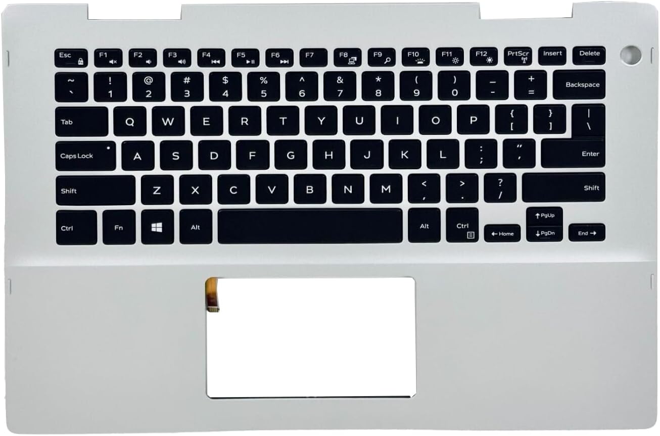 Replacement Laptop Upper Case Palmrest Backlit Keyboard Assembly Part for Dell Inspiron 14 5482 5491 41KVJ 041KVJ Silver