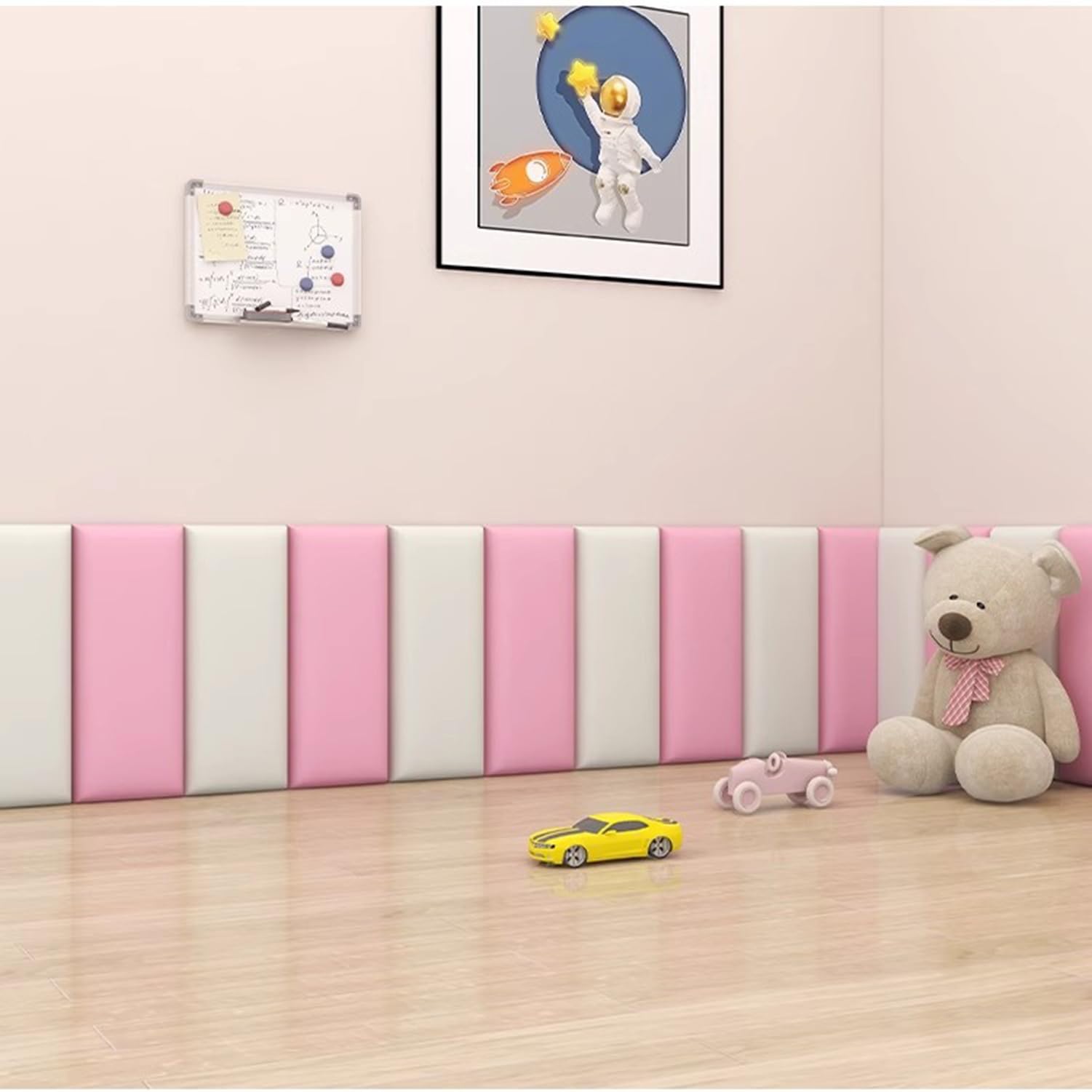 Tête De Lit Tapissée - 120cm-6pcs/160cm-8pcs/200cm-10pcs Anti-Collision Panneau Mural 3D Rembourré - 3.2cm D'épaisseur Auto-Adhésive Tapis Murale (Color : Pink, Size : 200x50cm)