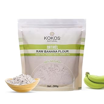 Kokos Natural Raw Banana Flour | Gluten-Free Atta | No Preservatives | Nutrition Rich & Starch| Organic Food Products | 500g (Pack of 1) - image, photos