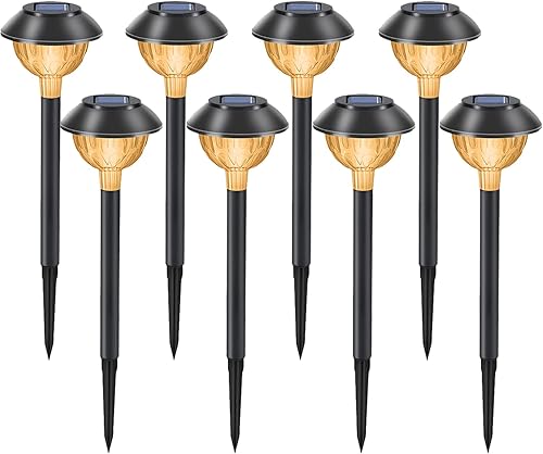 TWINSLUXES Paquete de 8 luces solares para caminos al aire libre, luces de jardín impermeables, hasta 12 horas de iluminación LED de camino de