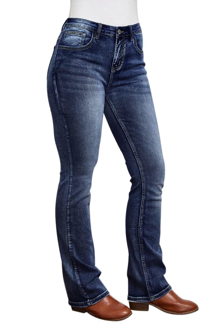 PEIHOT Jeansy damskie w stylu lat 90., o średnim stanie, z elastycznego denimu, krój bootcut