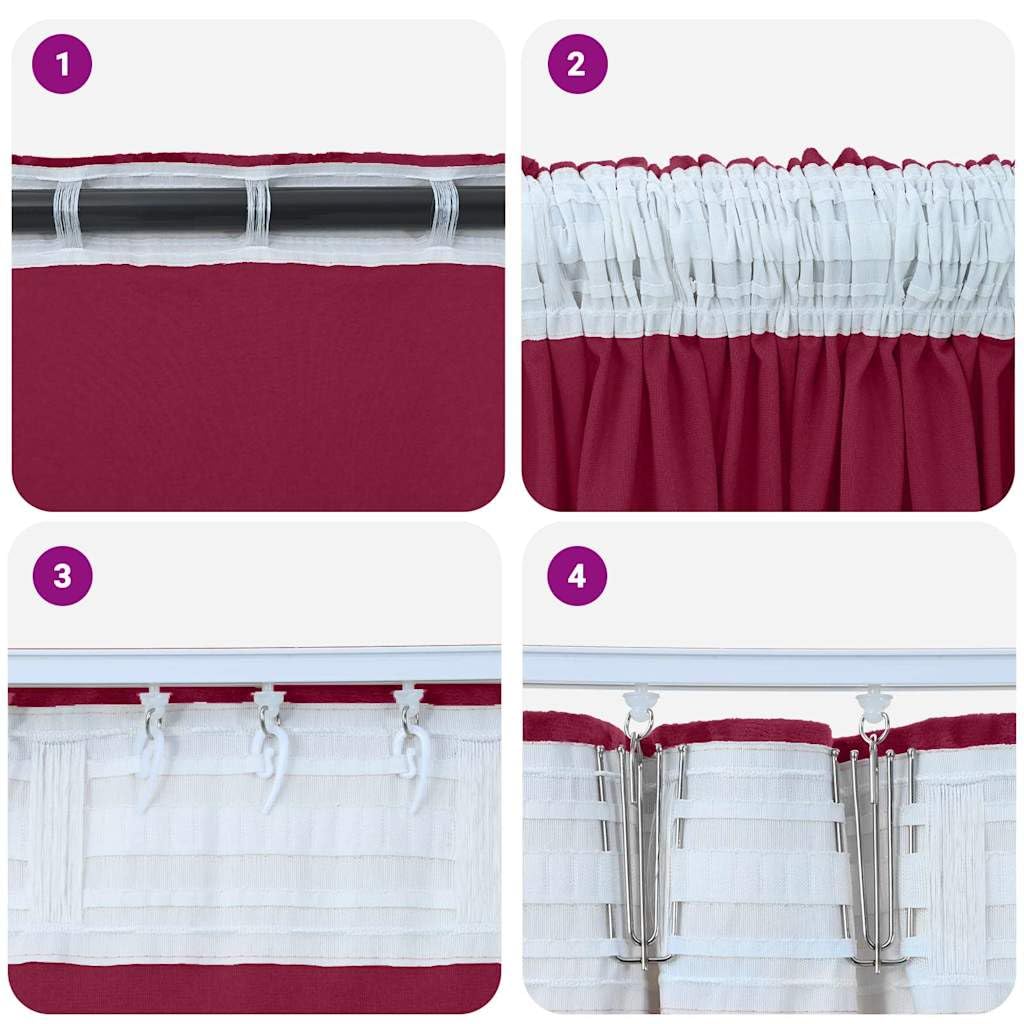 Cortinas de terciopelo rojo vino 225 x 140 cm, 2 unidades de cortinas con oscurecimiento y protección térmica contra el frío, opacas para salón, dormitorio, habitación infantil, protección