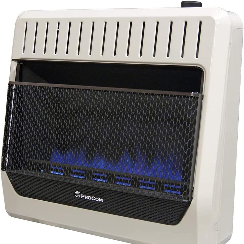 review ProCom Ventless Dual Fuel Blue Flame Wall Heater - 30,000 BTU, T-Stat Control - Model# MG30TBF-R (Renewed)