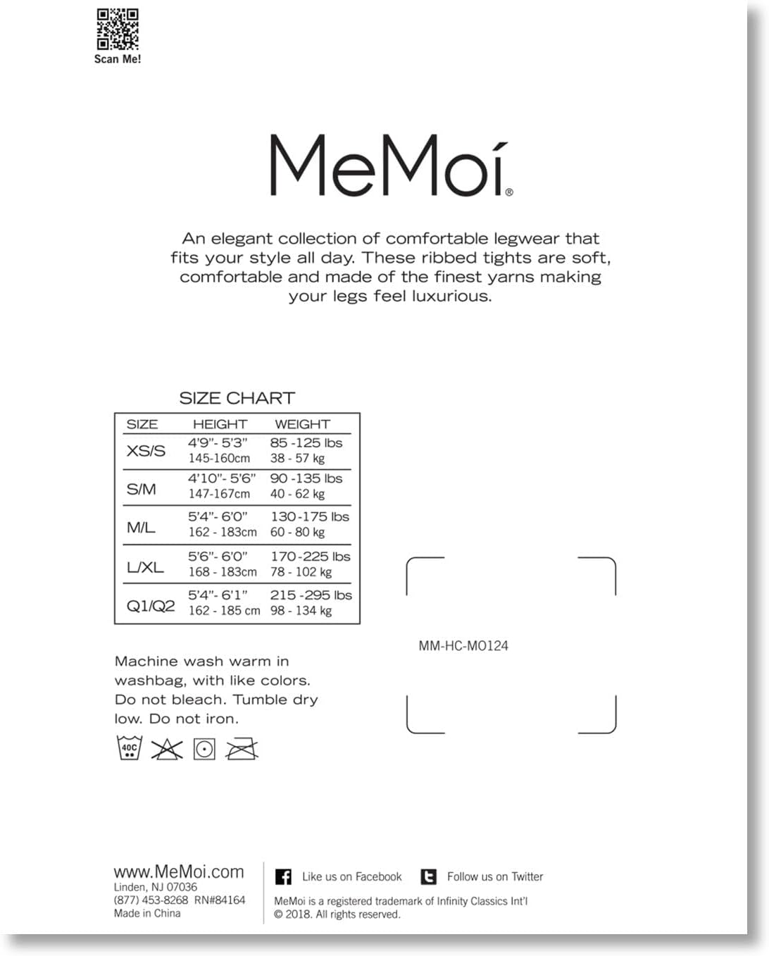 MeMoi Women's Twin Rib Opaque Nylon Control Top Tights - Image 7