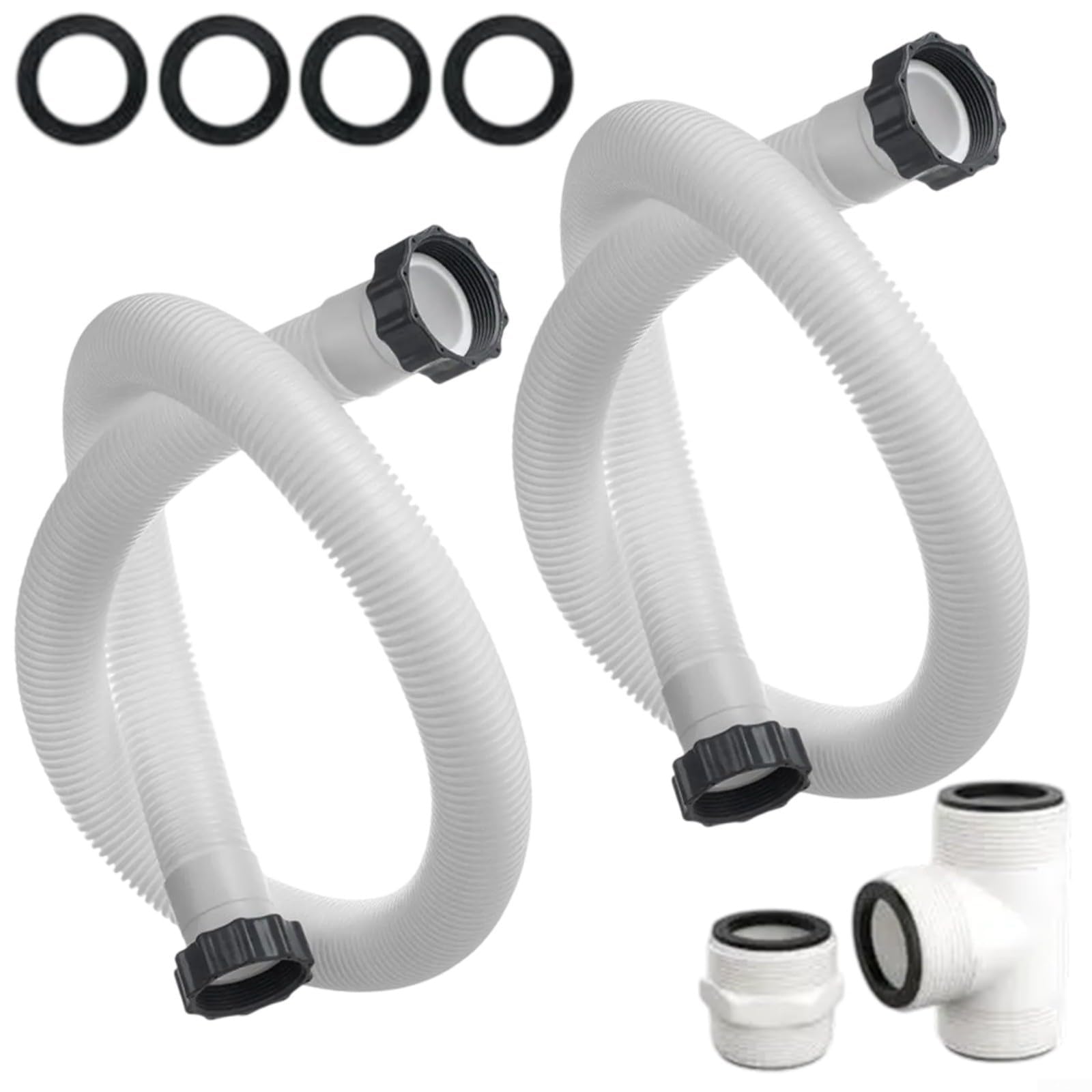 Adapter węża pompy filtra basenowego, elastyczny zestaw złączy 3.9 cm z uszczelkami uszczelniającymi do Intex do systemów słonowodnych i pomp Coleman, 4 sztuki