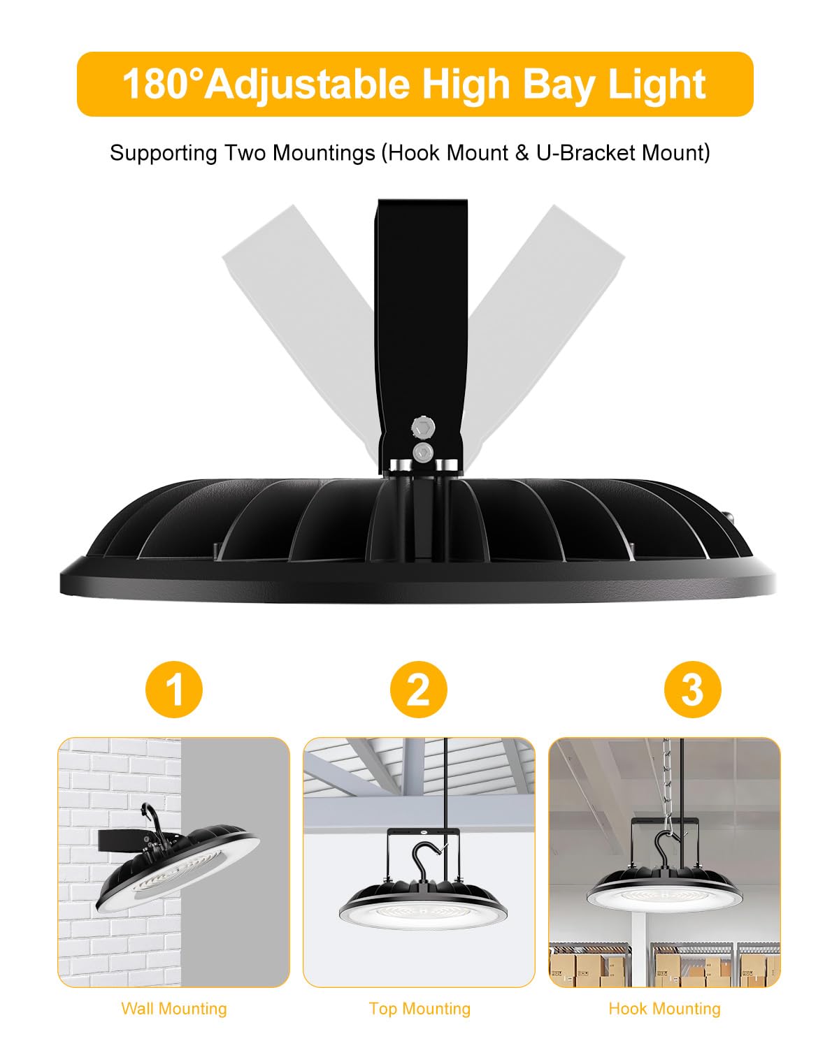 10 Pack UFO LED High Bay Light 150W 16500Lm 5000K High Bay Shop Lights UL Listed with US — view 3