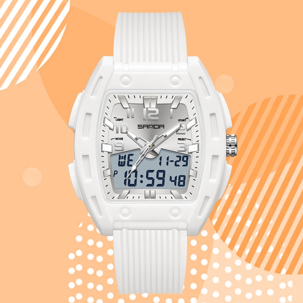 Relojes de mujer para mujer Relojes rectangulares únicos para mujer Relojes deportivos analógicos digitales con alarma cronómetro resistente al agua Señal horaria 12/24H Iluminación Reloj de