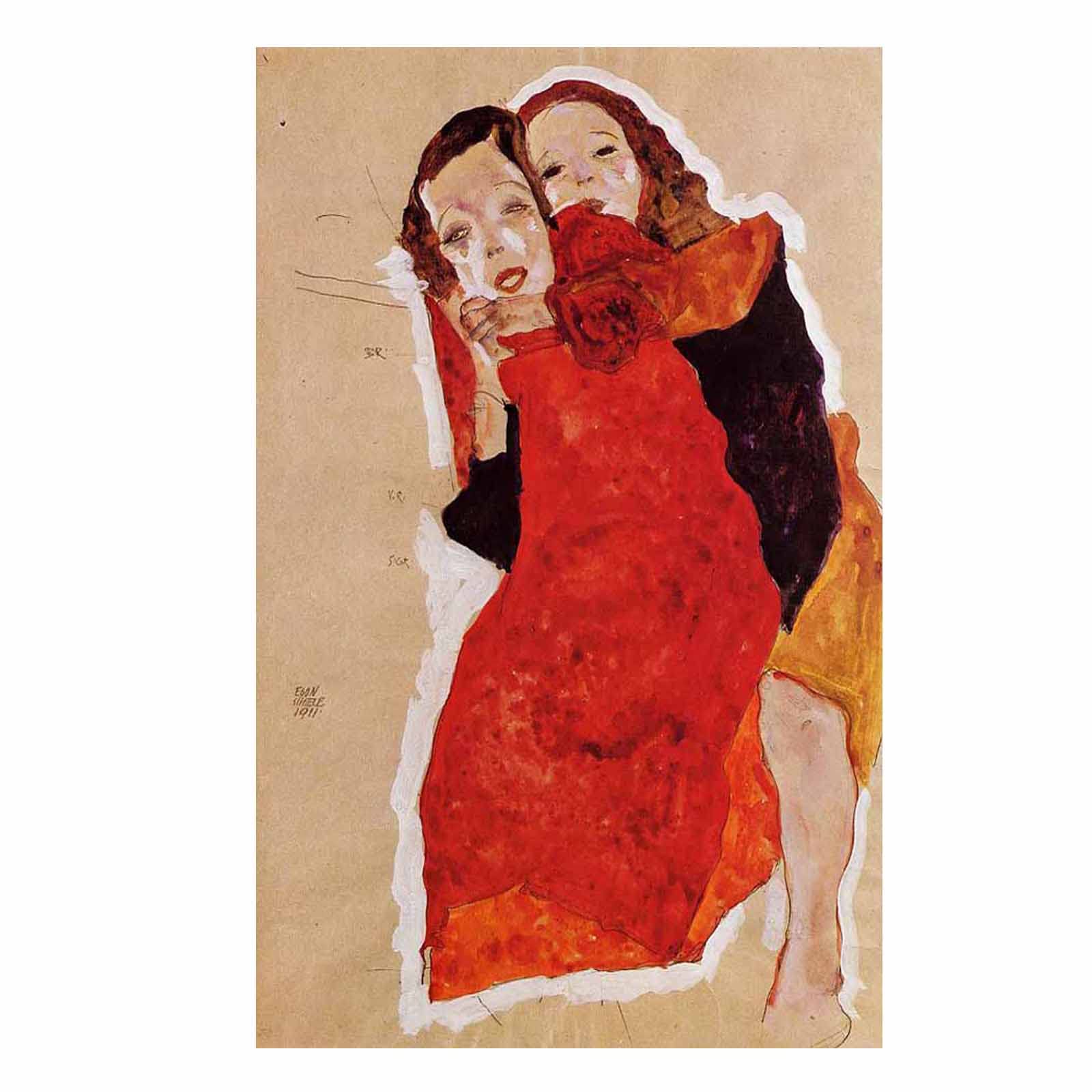 Amazon.co.jp: エゴン・シーレ-Two Girls キャンバス絵画 インテリア