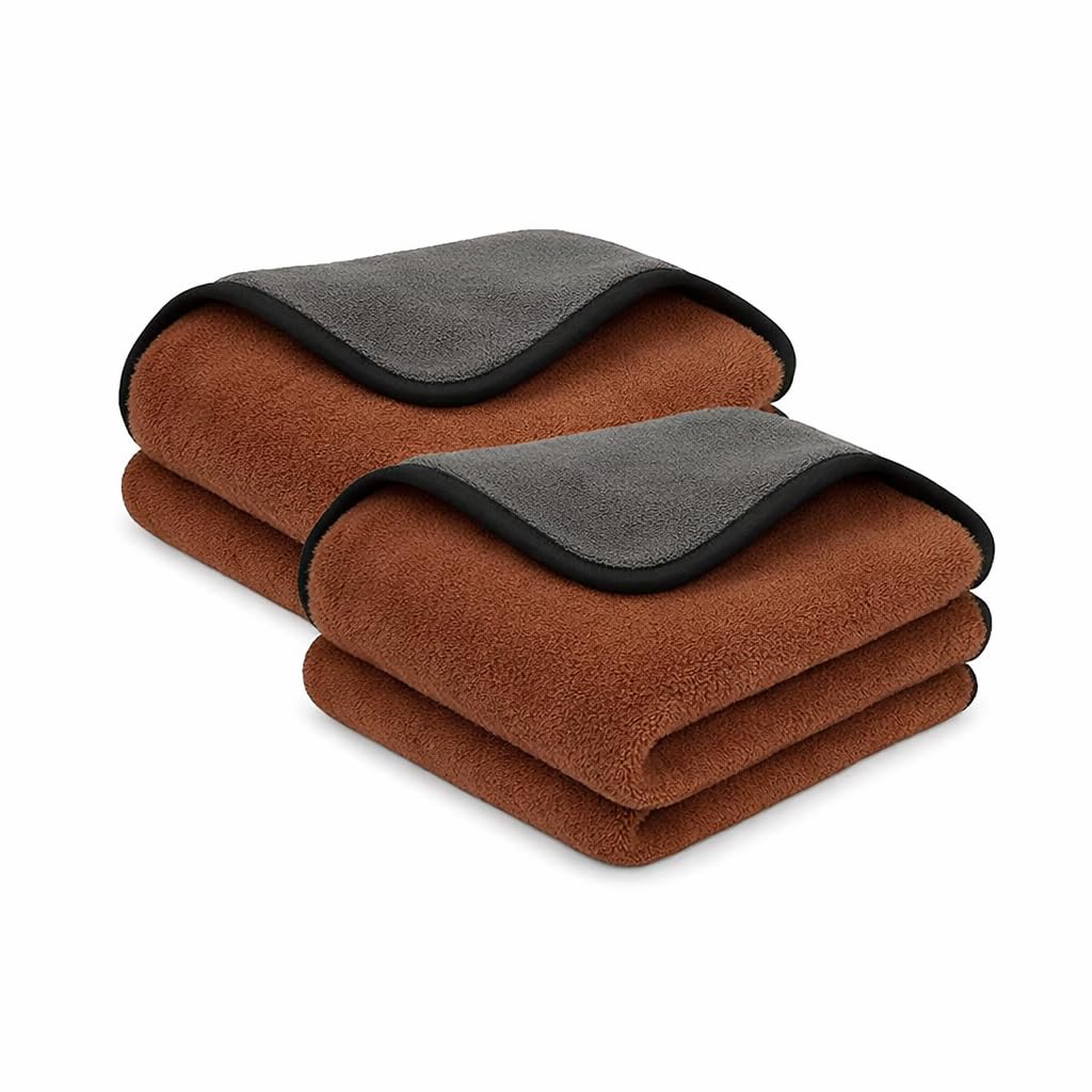 800 GSM Microfiber Cleaning Cloth 2 PCS – Ultra Soft Double Sided Thick Towel, Lint-Free, Scratch-Free, High Absorbent for Car Washing, Polishing & Home Cleaning (40x40 cm)-image-14