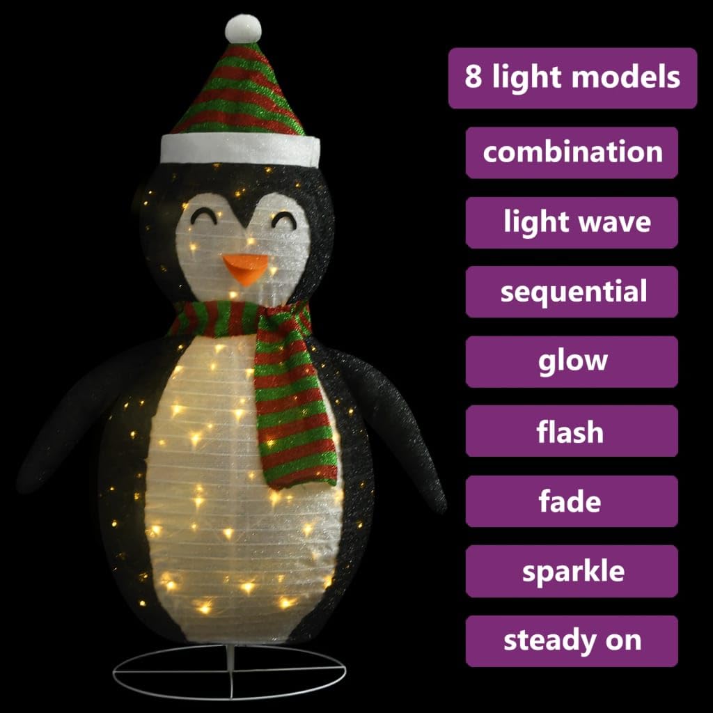 Figura de pingüino LED de 60 cm de alto con 48 LED y 8 modos de luz, incluye cable de extensión de 5 m, puerto USB para interior y exterior