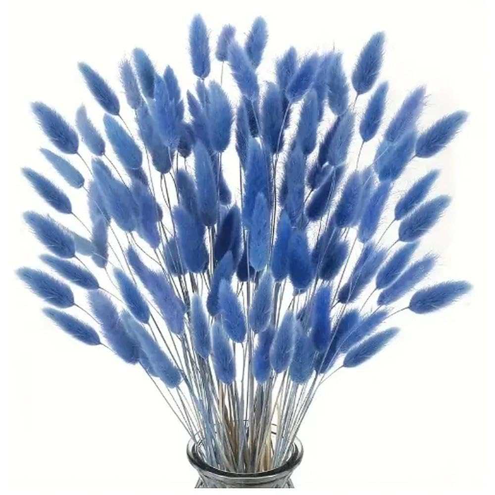 deegbbyi 120 Piezas Decoración de Hierba de Pampa Seca Azul, Flores Secas de Cola de Conejo, Decoración de Estilo Bohemio, para Bodas, Decorardel Hogar, Fiestas, Jarrones Decorativos