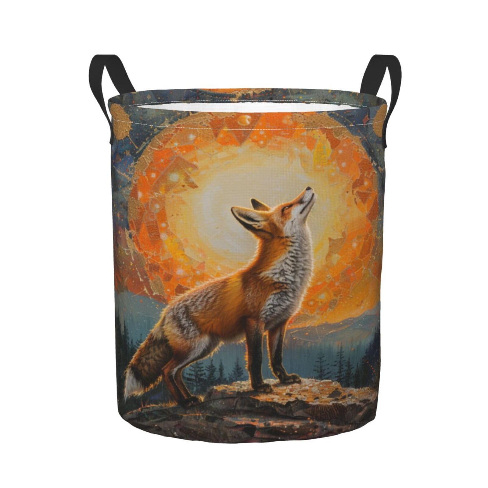 Panier A Linge Le Renard Se Tient Sur Un Rocher, Corbeille À Linge 40X50Cm