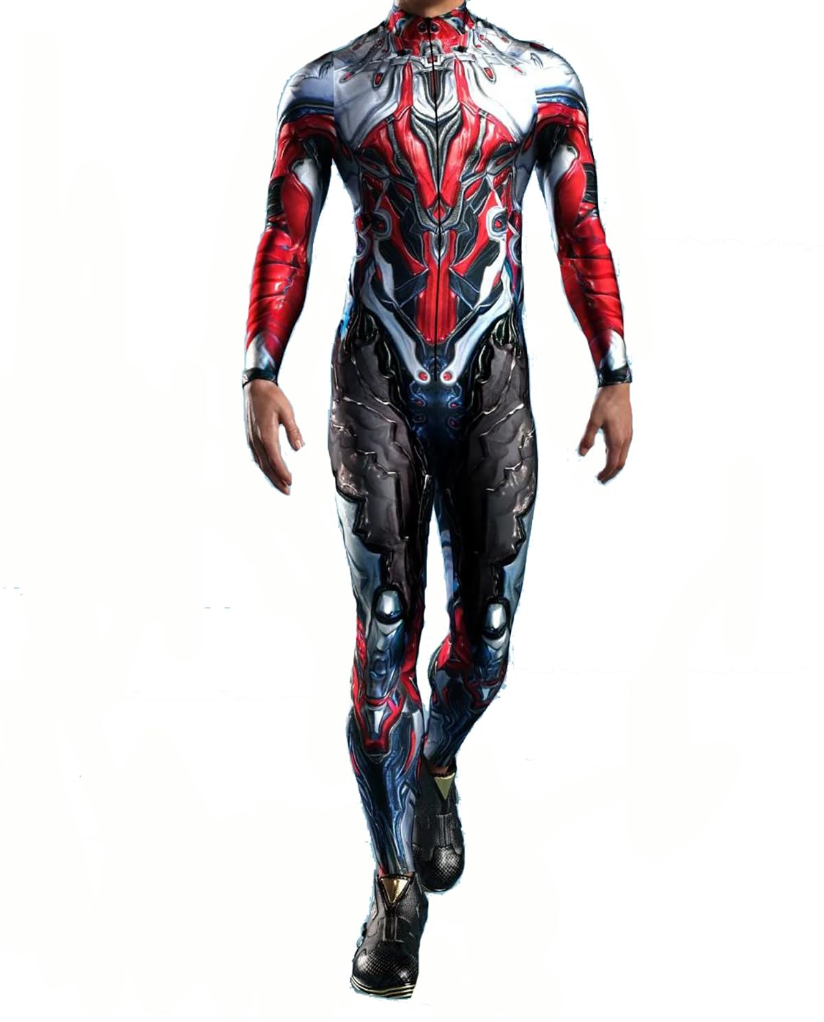 Men's Robot Skeleton Halloween Costume Jumpsuit, Unisex Adults 3D Armor Battle Suit Print Skinny Catsuit Robot Cyborg Costume Cosplay Bodysuit