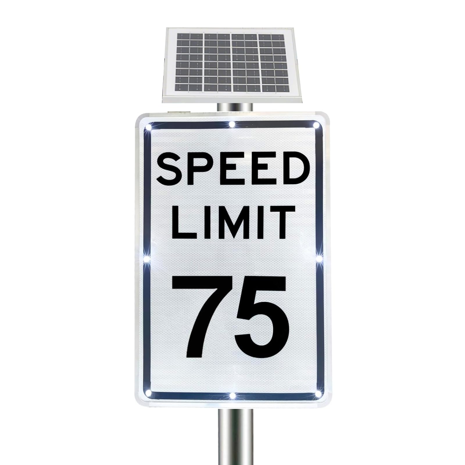 Límite de Velocidad Solar 5-95 mph, 45x60 cm, Cartel Reflectante de Aluminio, Señales Callejeras, Números Personalizables, con Accesorios, para Carreteras, Escuelas, Estacionamientos 75
