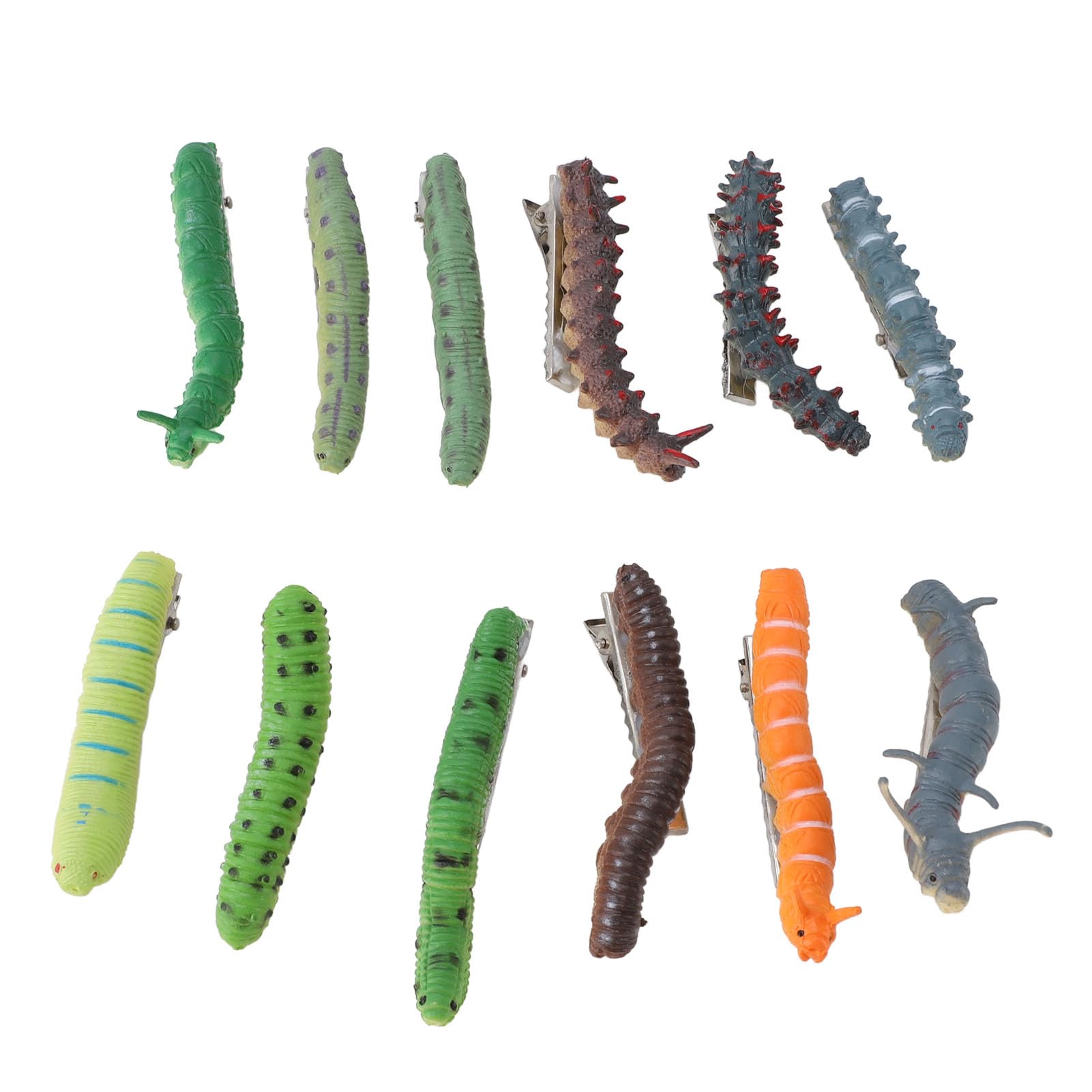 Caterpillar Hair Clip 12pcs Hair Barrettes Halloween Hair Accessories for Women Girls 9 Size Punk Horror Hair Clips for Party Cosplay