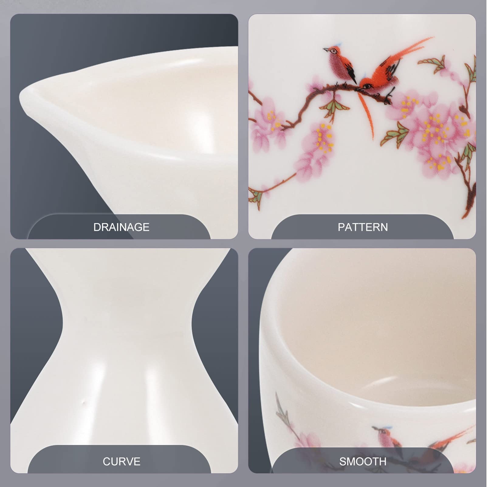 BESTonZON Ceramica Giapponese Sake Set: 1 Porzione Caraffa 6 Tazze Peach Blossom Modello per Sake Caldo O Freddo