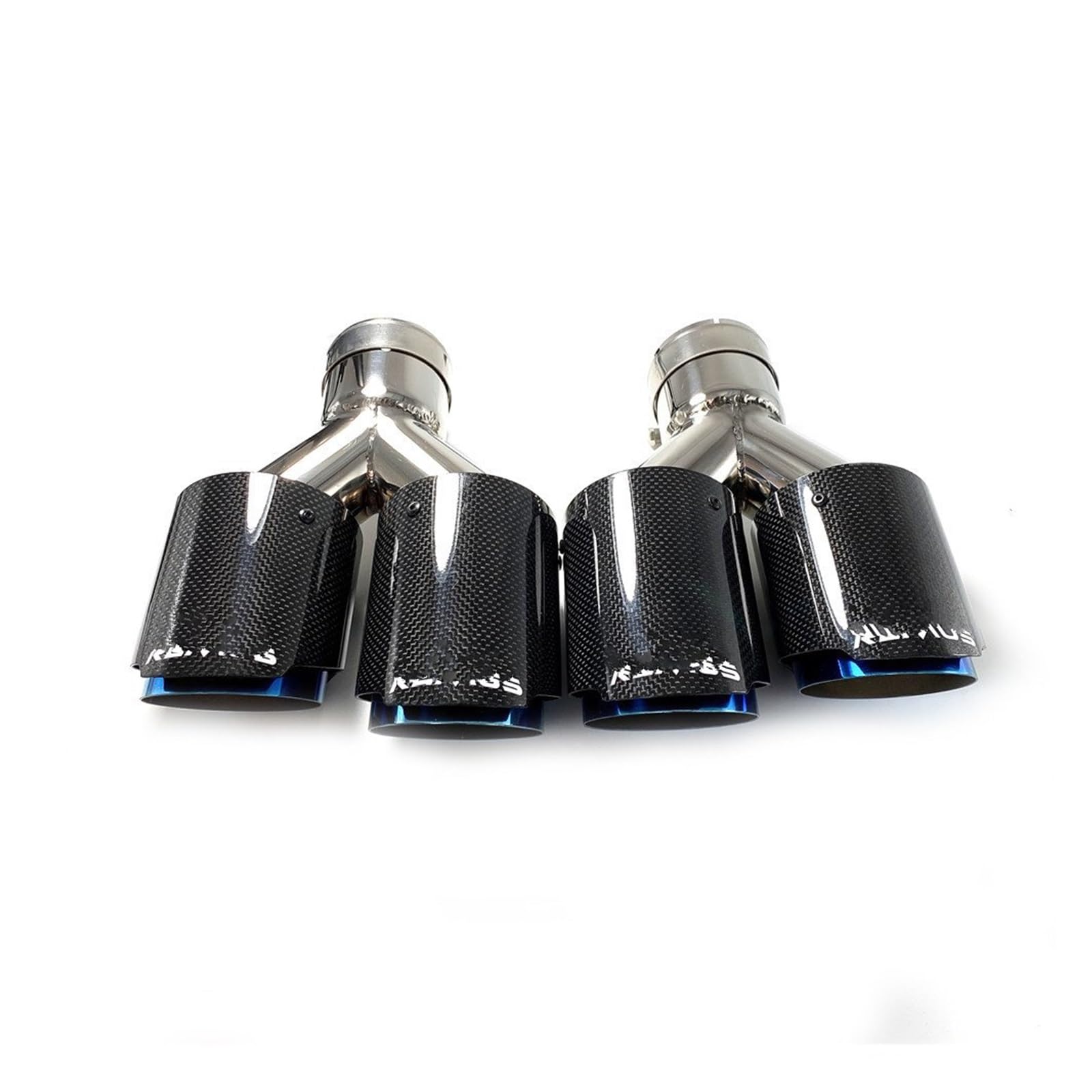 Silenciador Escape 2 Uds Modificación De Coche Izquierda Y Derecha Universal Doble Azul Tubo De Escape De Automóvil Punta De Silenciador para Mercedes Series W222 E70(57MM IN-101MM out)