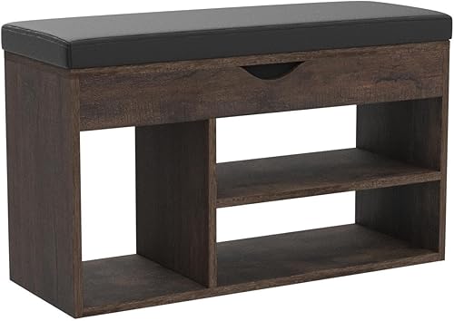 Miniatura 22 de Apicizon Banco de almacenamiento de 31 pulgadas, banco de zapatos con espacio de almacenamiento abatible y cojín acolchado, banco de entrada de