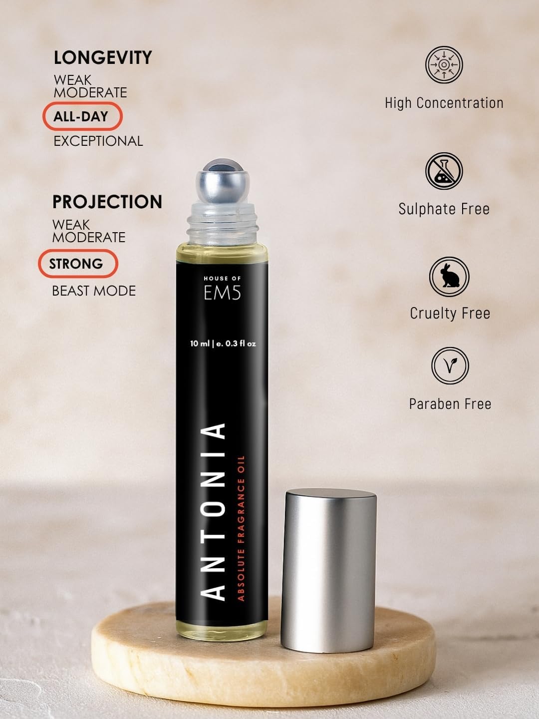 EM5 Antonia Perfume Roll-On for Men | Woody Earthy Spicy Accords | Travel Friendly Attar Roll On for Him | Strong & Long Lasting Fragrance | 10 ml - Image 4 thumbnail