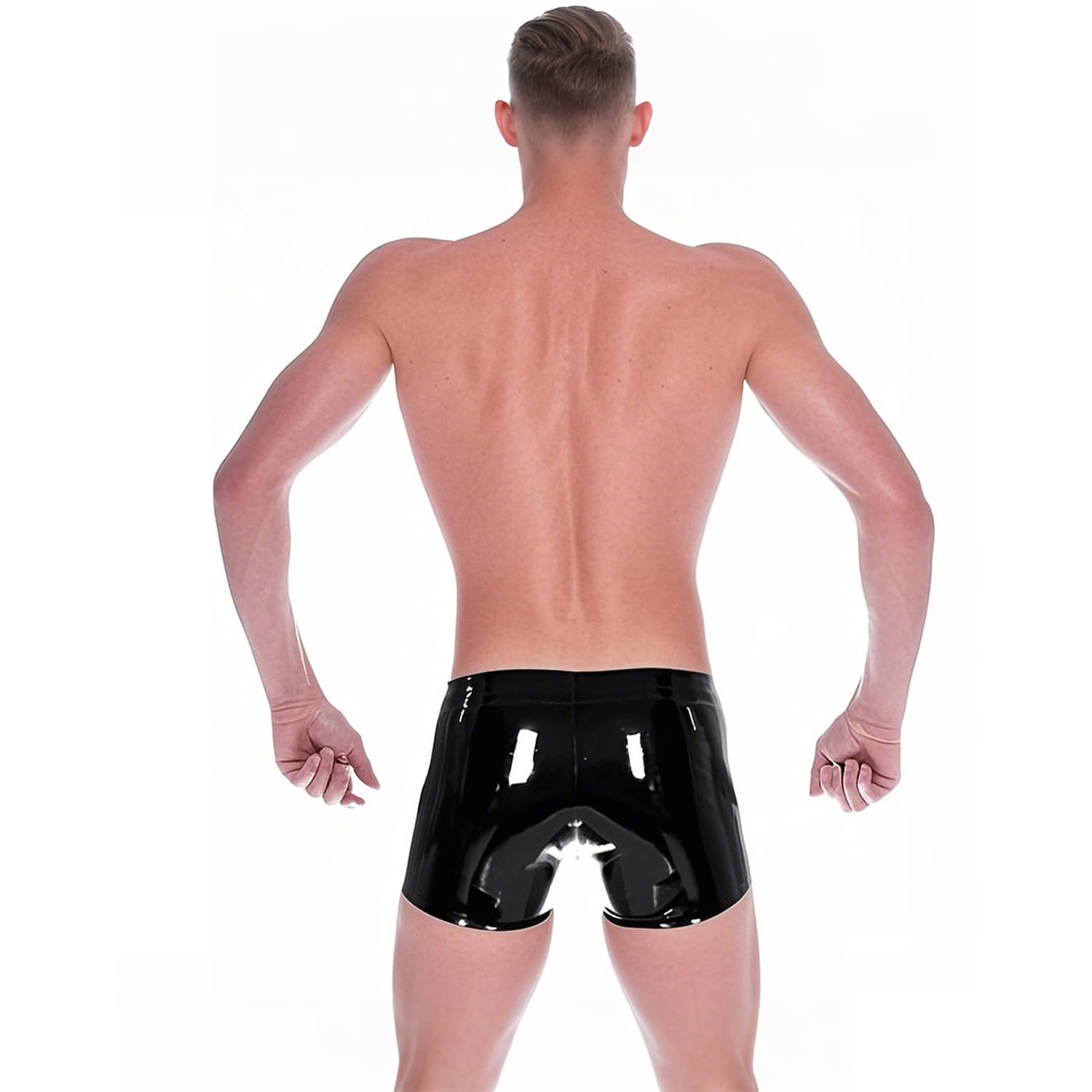 Mode Noire Culottes Latex pour Hommes,sous Vêtements Latex Naturel,Short Latex Fait Main,Convient Cosplay,Costumes Fête Club