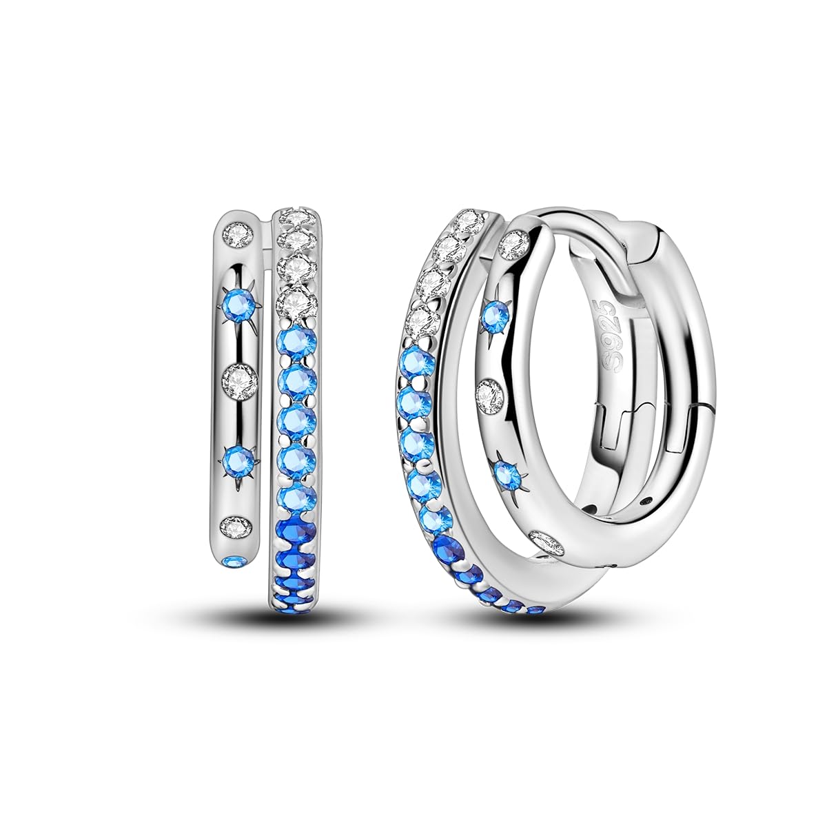 Parmuz 925 Sterling Silber -Ohrring -Reifen für Frauen Leichter Stern Moon Evil Eye Twughed Huggie Hoop Ohrringe mit kubischen Zirkonia hypoallergen klobig ähnen Ohrringen für Mädchen
