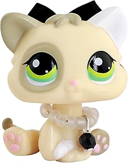 LPS Baby Kitty Kitten Cat #1074 White Grey with lps Accessories Rare Old LPS Pets Action Figure Collectable Pets Mini Pet Shop Small Littlest Pet for Kids Gift
