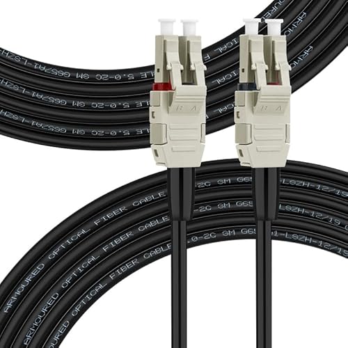 FLYPROFiber OM3 Outdoor Armored Fiber Patch Cable, 20M/66ft LC to LC Outdoor Fiber Optic Cable Cord LSZH 10GB Multimode Duplex 50/125um, Length Options: 10m-200m, OD-5mm, LSZH-20M(66ft)