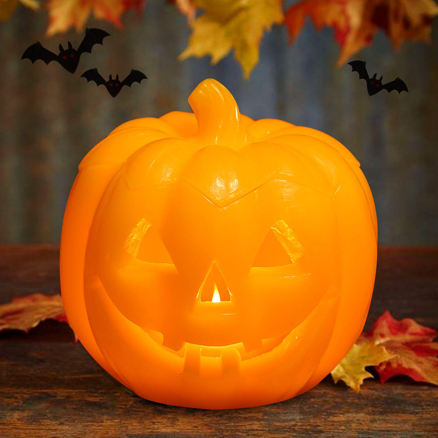 Yakpo lot de 2 lumières de citrouille LED avec minuterie d'Halloween, avec télécommande, citrouille électrique orange vacillante à piles, bougie sans flamme pour décorations de citrouille en plein air Yakpo lot de 2 lumières de citrouille LED avec minuterie d'Halloween, avec télécommande, citrouille électrique orange vacillante à piles, bougie sans flamme pour décorations de citrouille en plein air