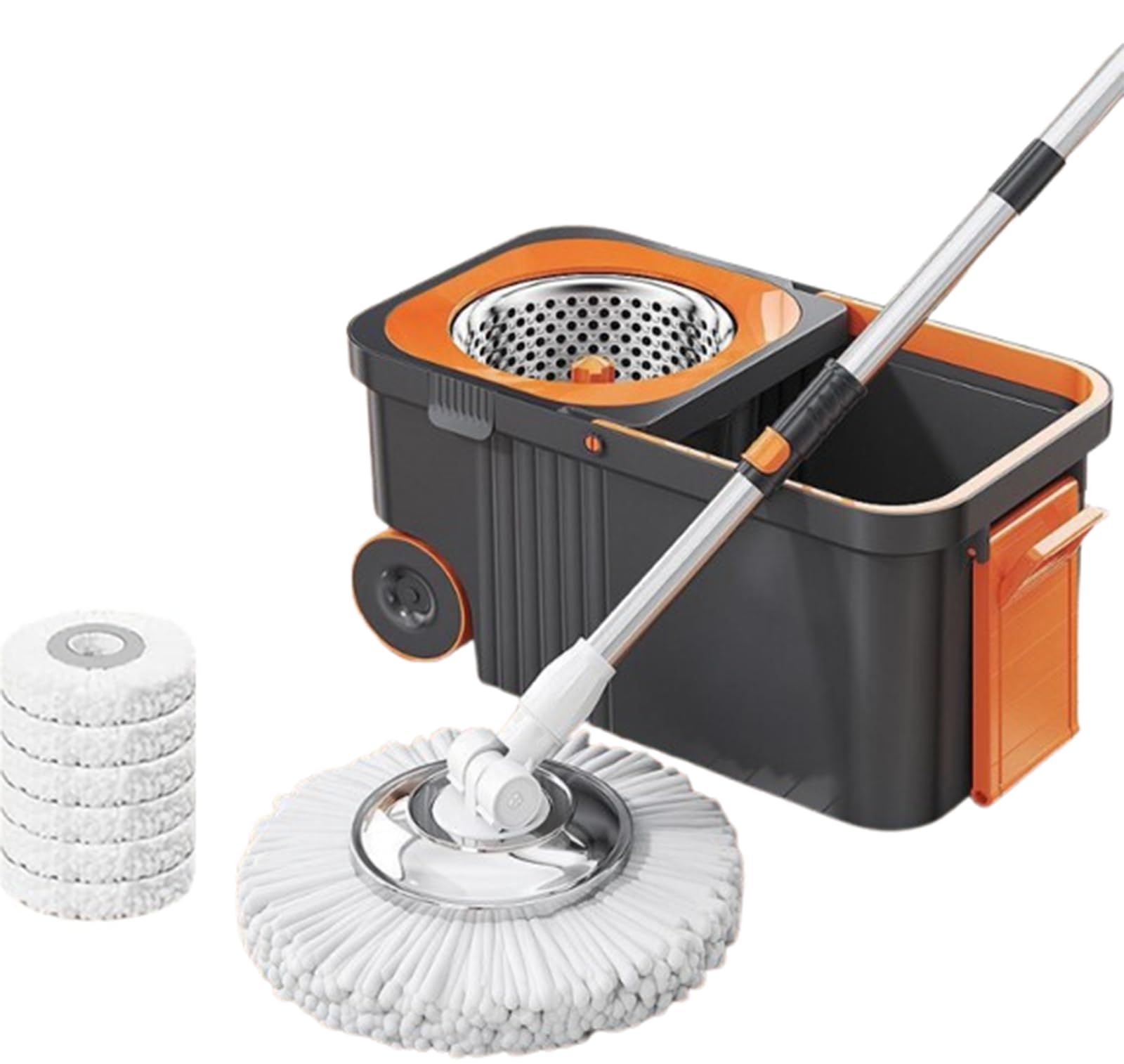 NHDVDVAV Kitchen 360 Spin Mop with Detachable Bucket, 6 Microfiber Mop Pads